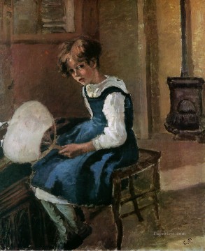 jeanne sosteniendo un abanico Camille Pissarro Pinturas al óleo